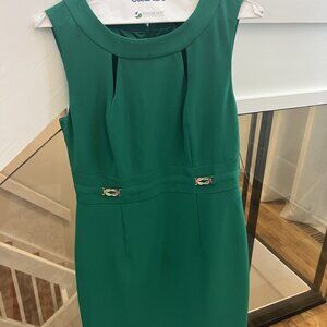 NEW Tahari Green Sleeveless Sheath Dress - Belted Structured Career - NWT